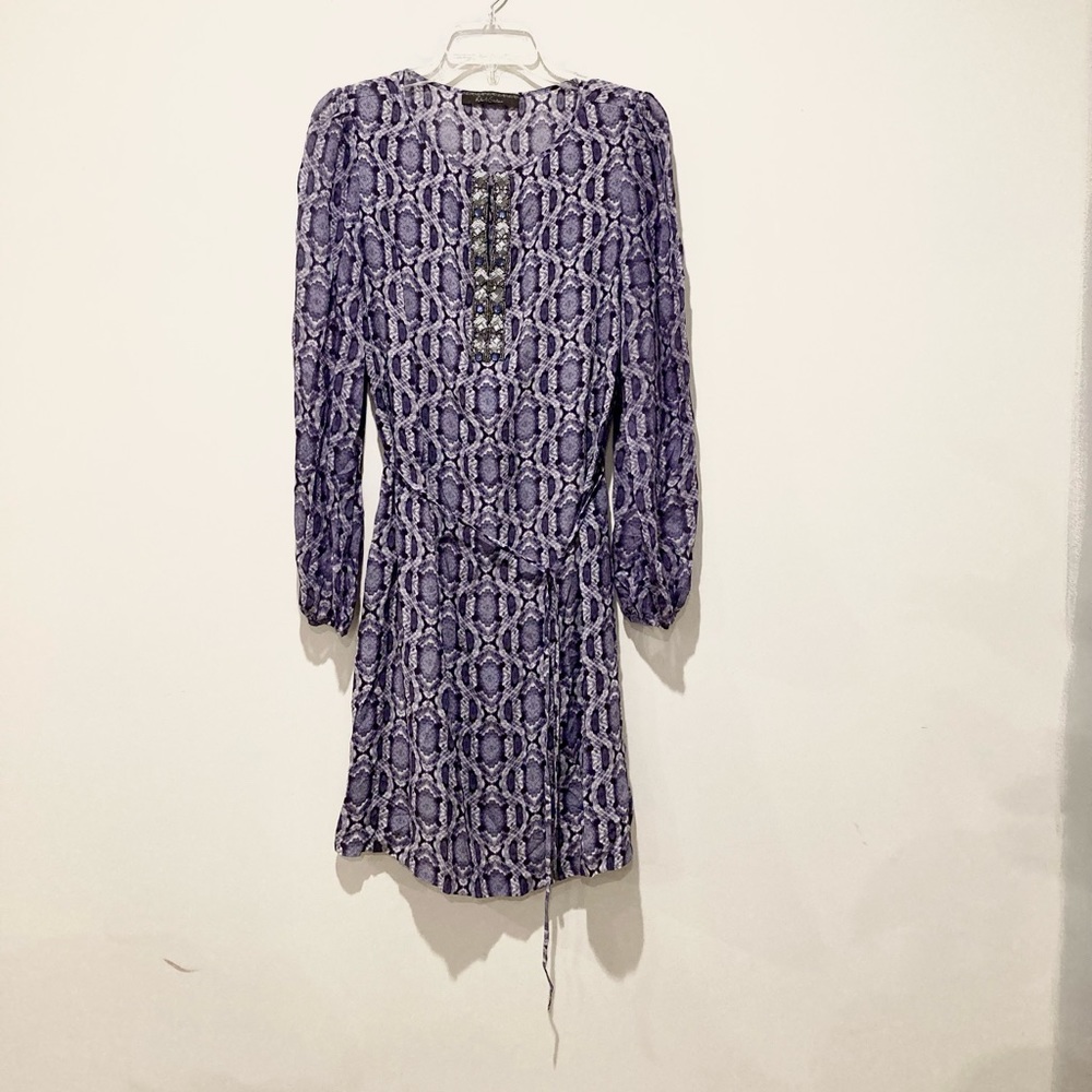 Robert Graham 100% Silk Snake Print Beaded Dress, Size 10/12